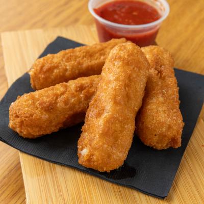 Mozzarella Sticks with a side of marinara sauce.