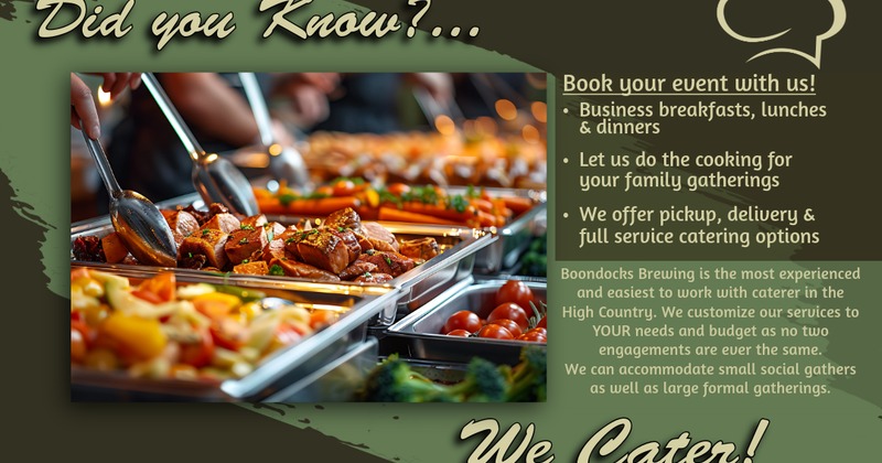 Boondocks Brewing catering flyer