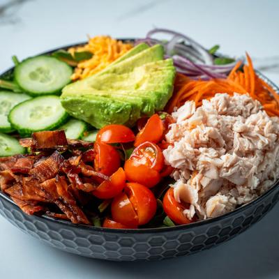 A salad bowl, served.