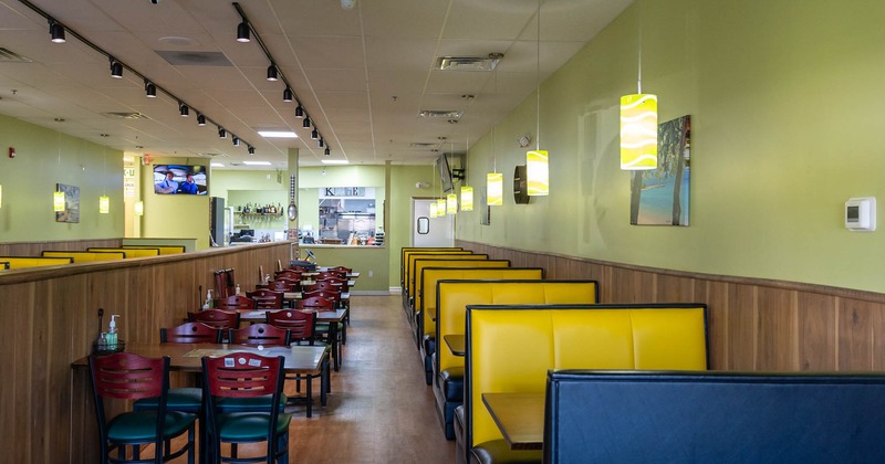 Interior, chairs and tables and restaurant booths
