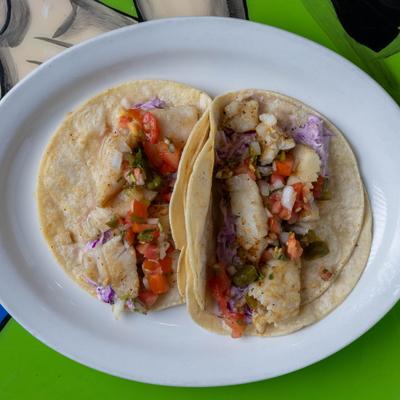 Grilled fish tacos with pico de gallo.