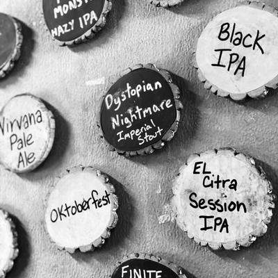 live edge wooden Coasters with Brewhouse Beer names.