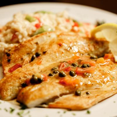 Branzino with Asparagus Risotto.
