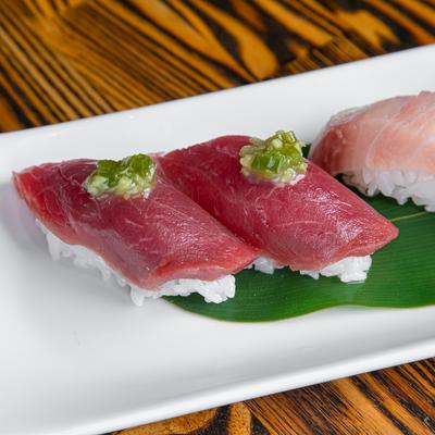 Tuna and yellowtail nigiri.