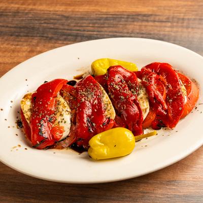Fresh Mozzarella & Tomato appetizer dish.