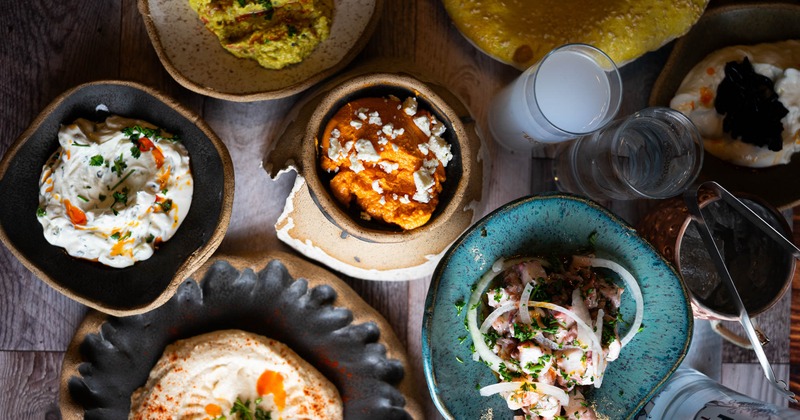 A top view of served food