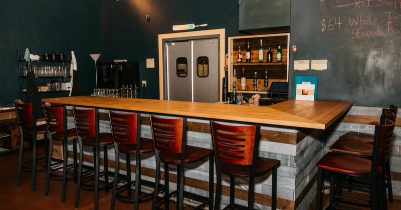 Bar area with bar stools