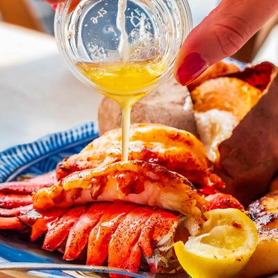 3oz Lobster Tail with Six Grilled Sea Scallops.