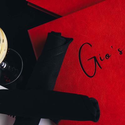 Menu with a drink on the side, top view.