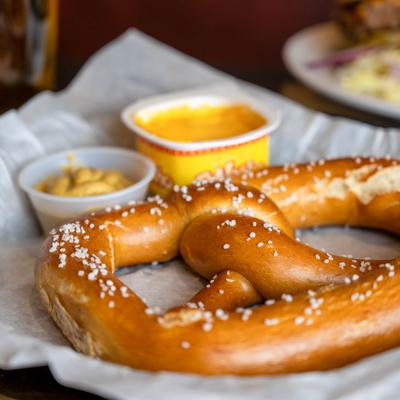 Bavarian Pretzel, with mustard and beer cheese.