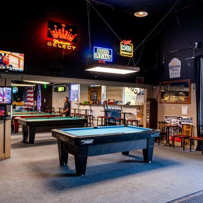 The area for playing pool.