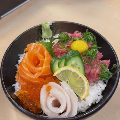 Salmon and tuna Sashimi bowl.