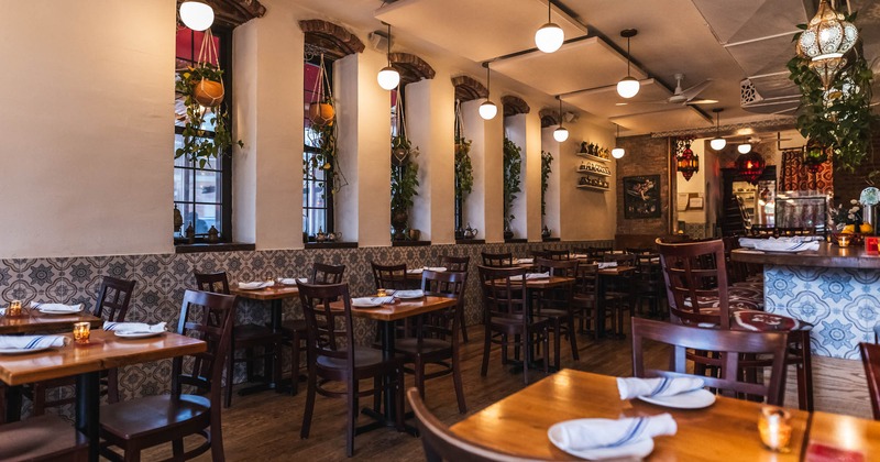 Interior dining area, tables ready for guests