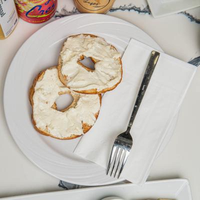 Bagel with cream cheese.