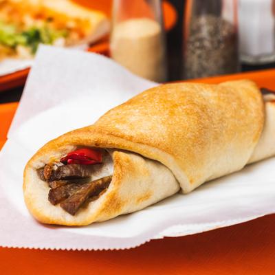 A sausage and pepper roll.