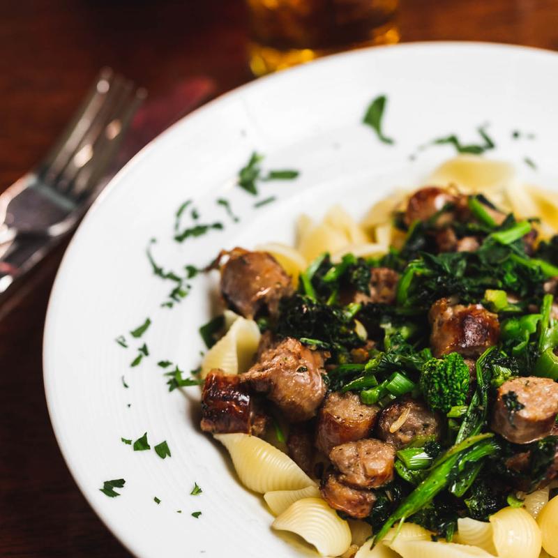 Small Shells with Broccoli Rabe, Sausage, Garlic & Oil photo