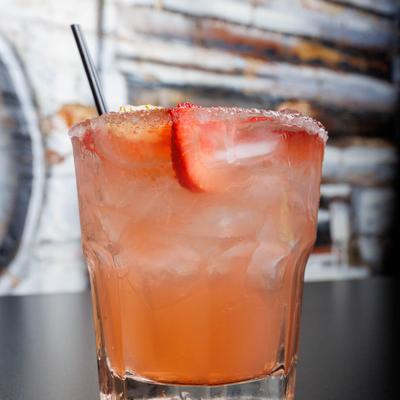 The naughty strawberry cocktail, served.