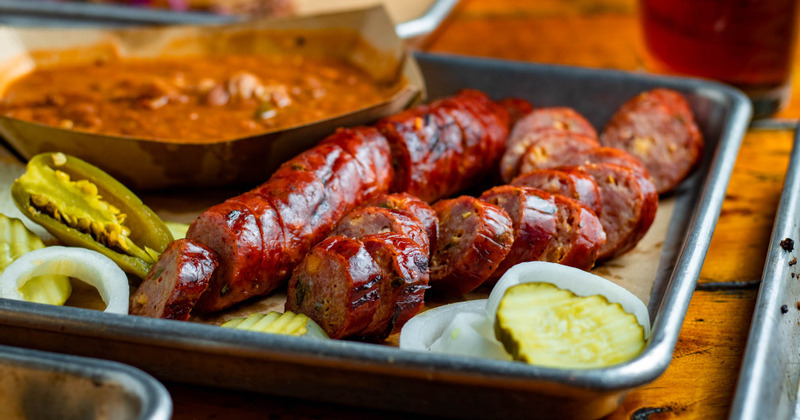 Grilled sliced sausage