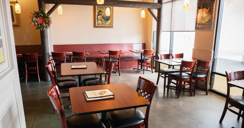 Interior dining area, tables ready for guests