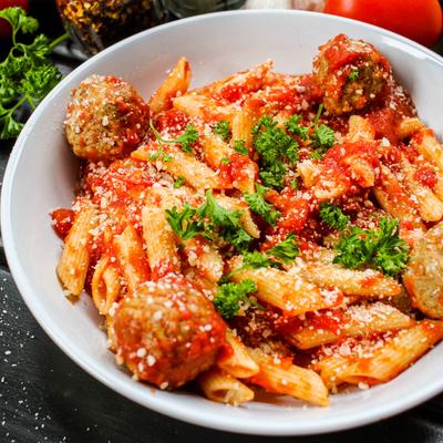 Penne and meatballs