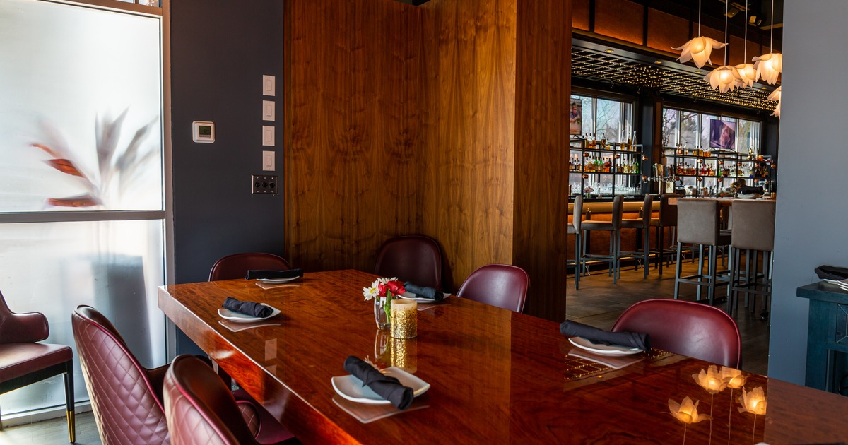 Fully set dining table