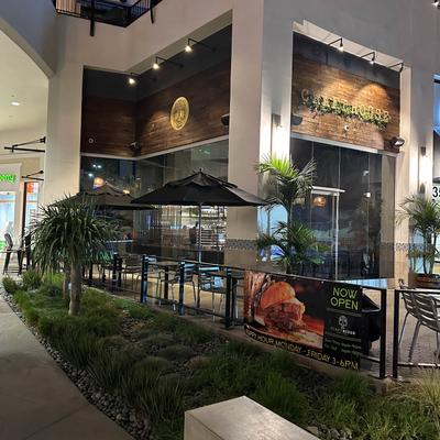 Courtyard by the restaurant, seating area.