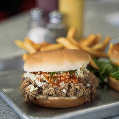 minced barbecue sandwich.