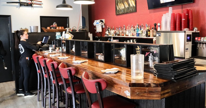 Interior, bar and bar stools