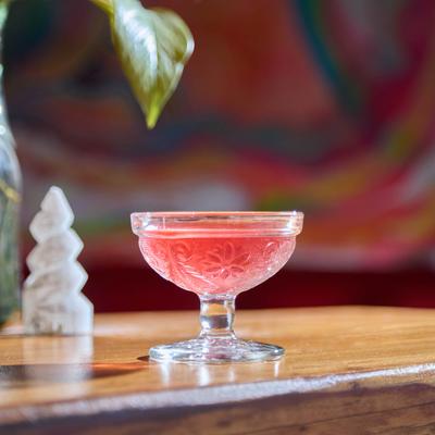 A prepared beverage on display.