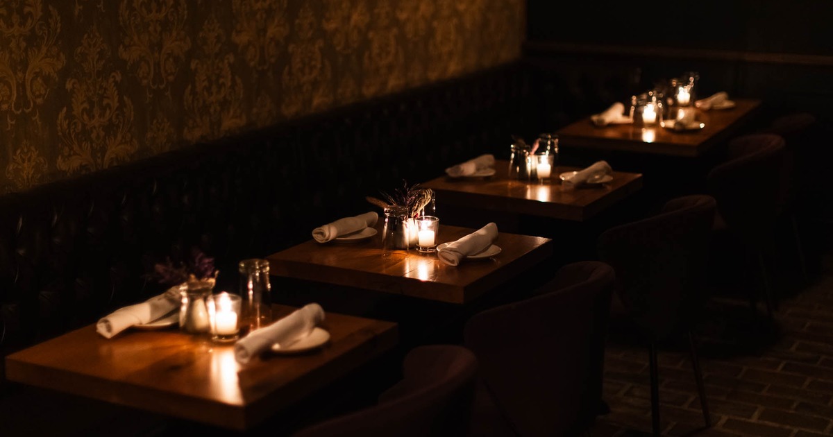 Interior, tables ready for guests