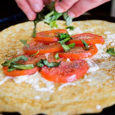Cheese, Tomato, Spinach Crepe