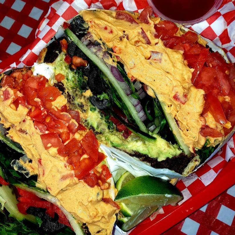 Catering - Vegan Vegetarian Red Roasted Hummus and Tomato Sandwich photo