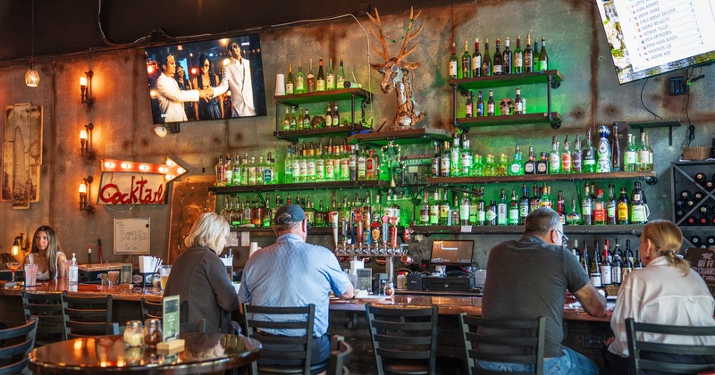 Bar, drink rack, people