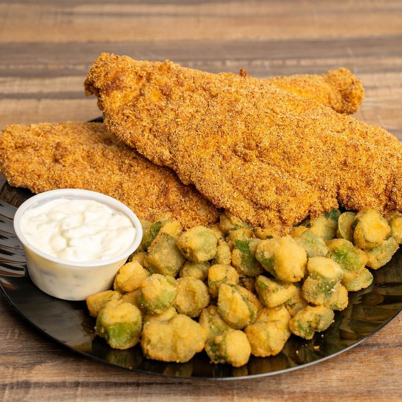 Fried catfish and okra.