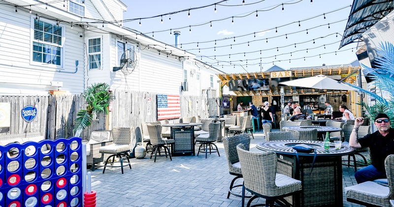 Guests enjoy the outdoor patio