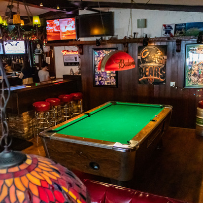 Pool table and a comfy decor