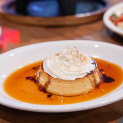 Flan, with whipped cream.