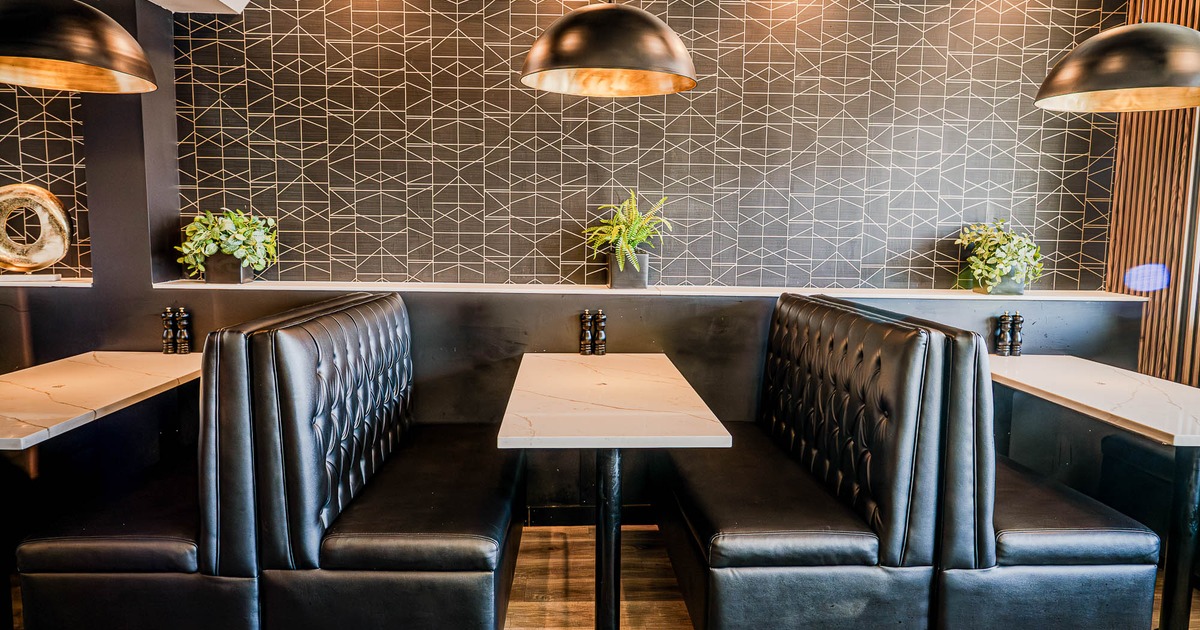 Interior, leather booths