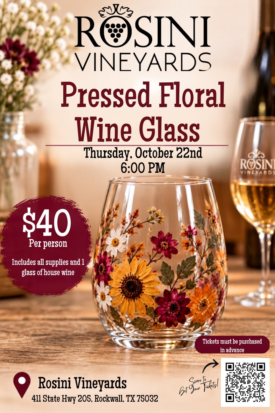 Pressed Floral Wine Glass Workshop event photo