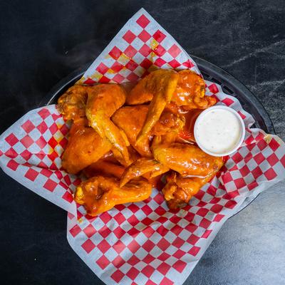 Wings served with ranch.