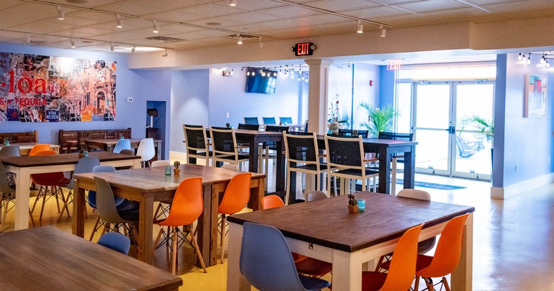 Interior, large space, seating area
