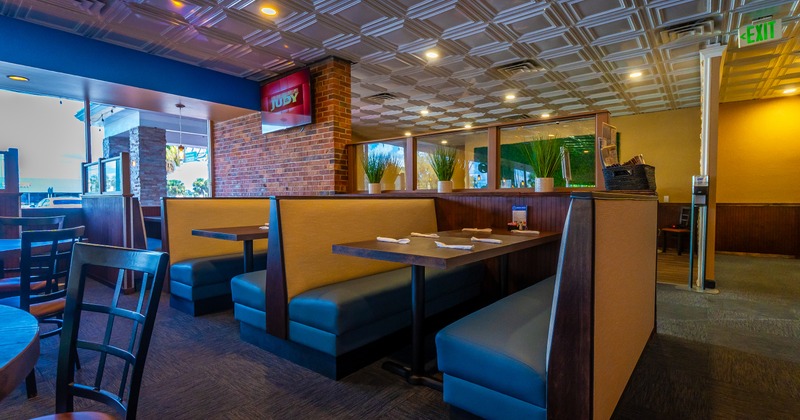 Interior, diner area, booths
