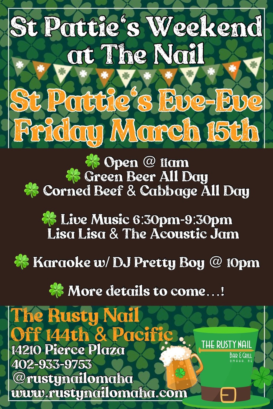 St Pattie’s Eve-Eve at The Nail w/ Live Music @ 6:30! event photo