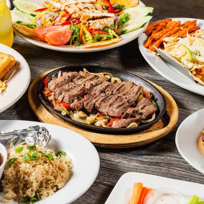 Assorted food dishes.