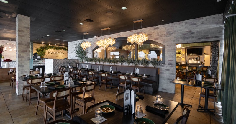 Interior, set tables ready for guests