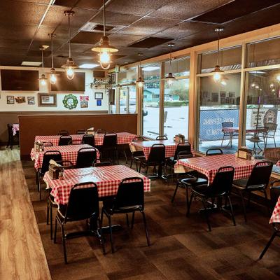 Interior, diner area. wide view.