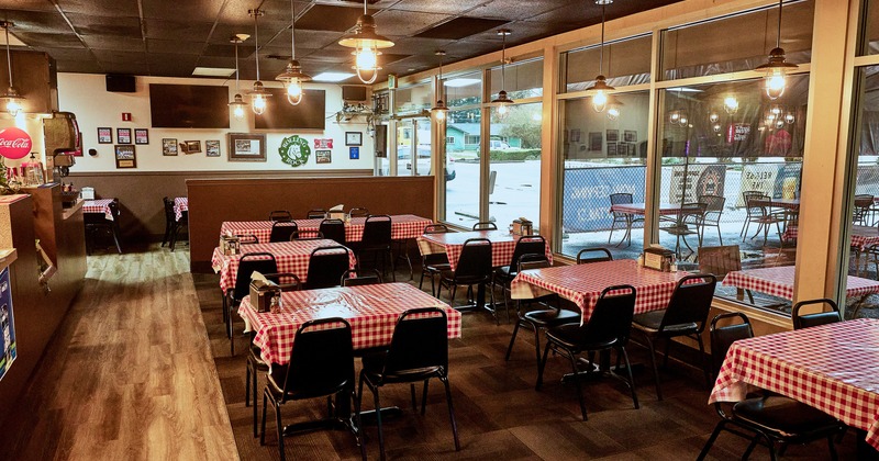 Interior, diner area. wide view