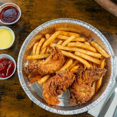Chicken tenders and fries.