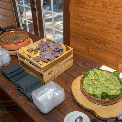 Dark, green dips, nachos