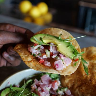 Shrimp Ceviche tostadas.